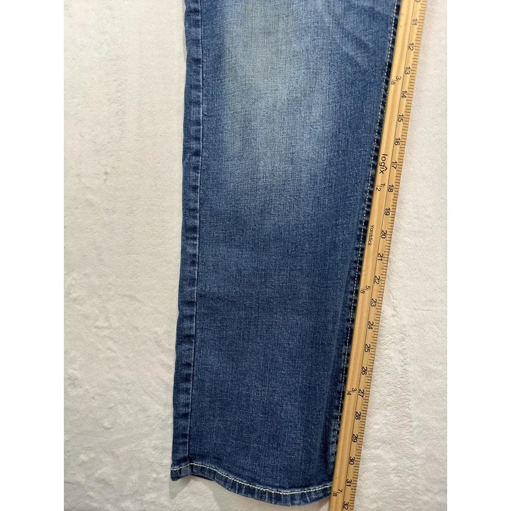 TK Axel Jeans Mens 36x30 Blue Denim Slim Bootcut Medium Wash Embroidered Pockets
